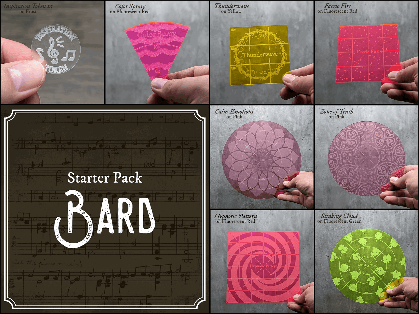 Bard Spell Template Starter Pack | Dungeons & Dragons Accessories - Hexwood Forge
