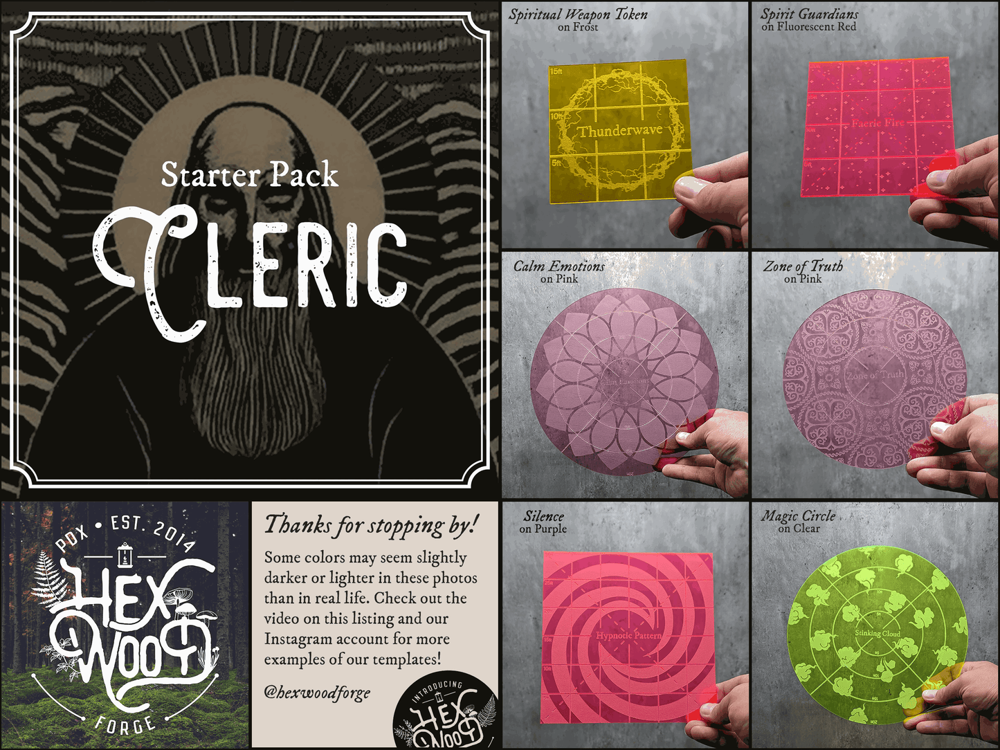 Cleric Spell Template Starter Pack | Dungeons & Dragons Accessories - Hexwood Forge