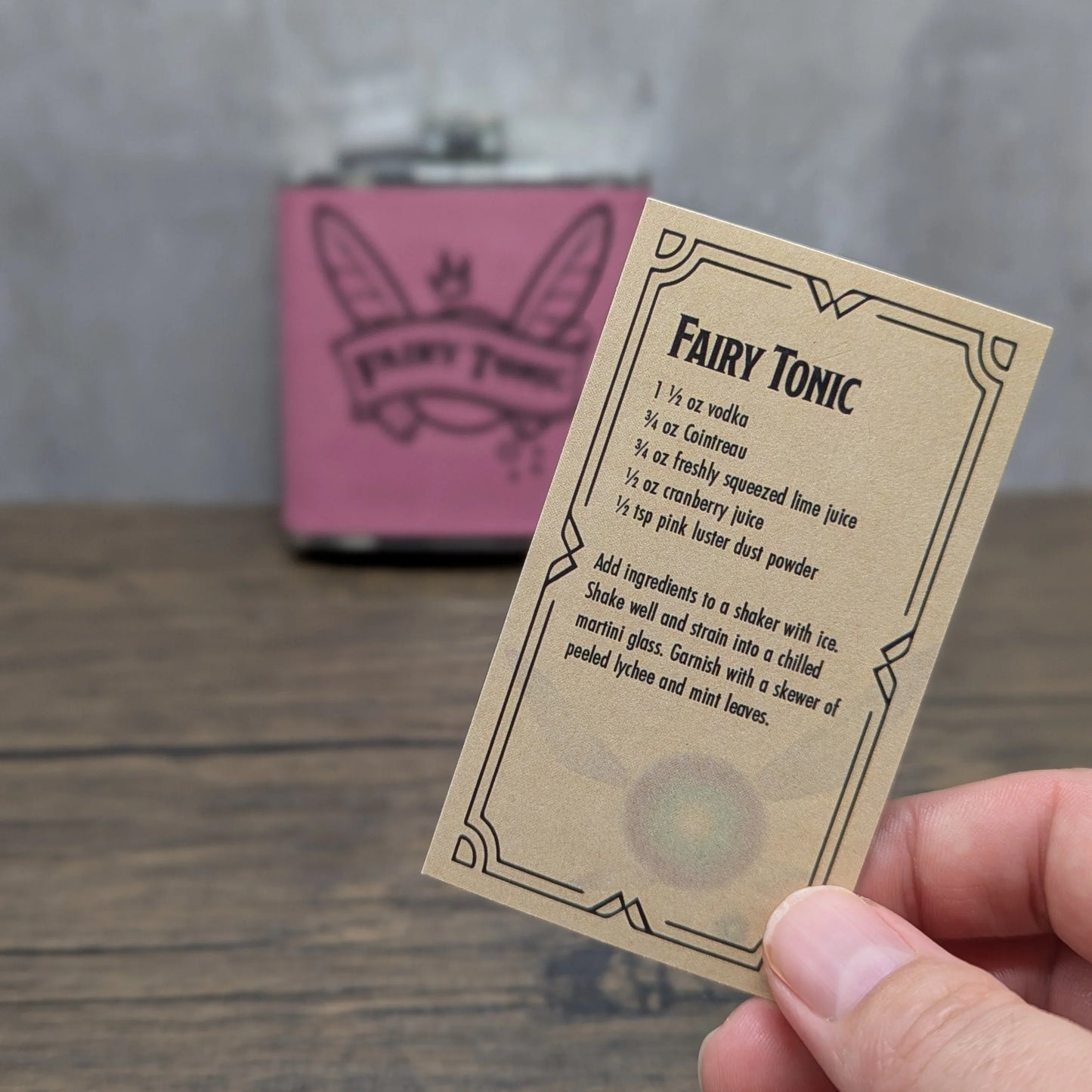Fairy Tonic leatherette 6oz flask by Hexwood Forge