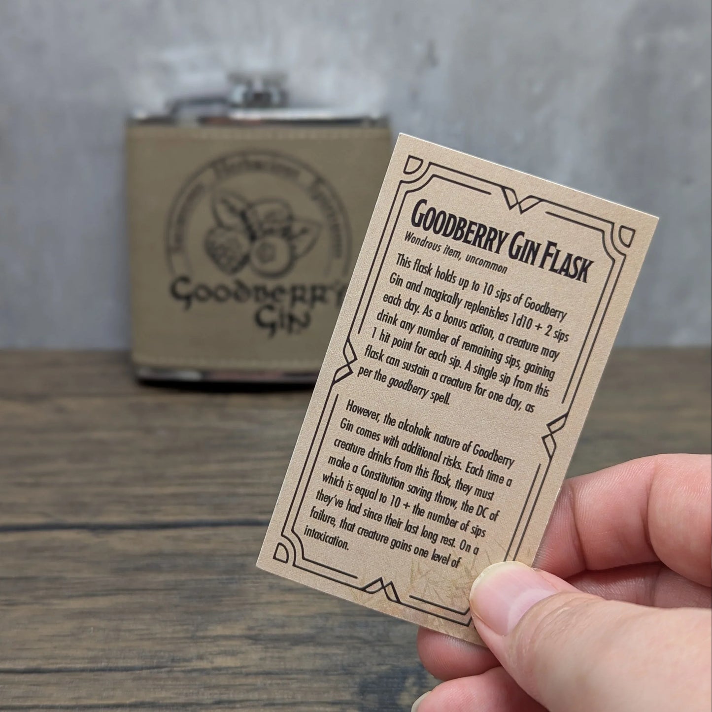 Goodberry Gin leatherette 6oz flask by Hexwood Forge
