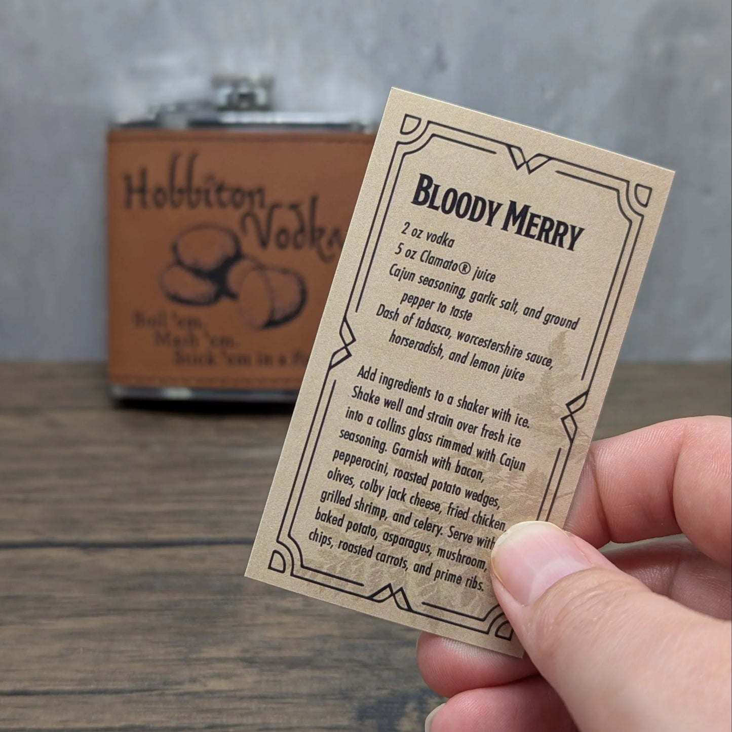 Hobbiton Vodka leatherette 6oz flask by Hexwood Forge