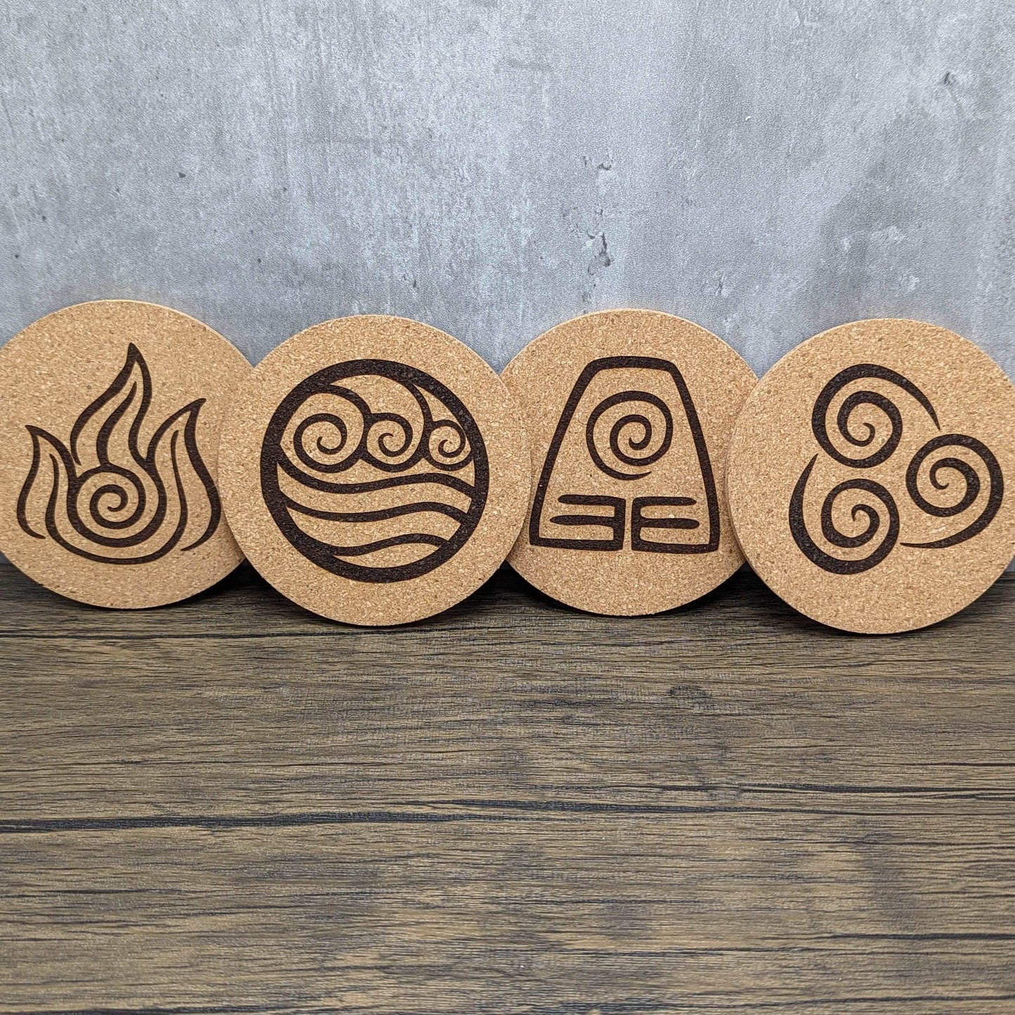 Avatar Nations Cork Coasters (set of 4) | Nerdy Coasters - Hexwood Forge