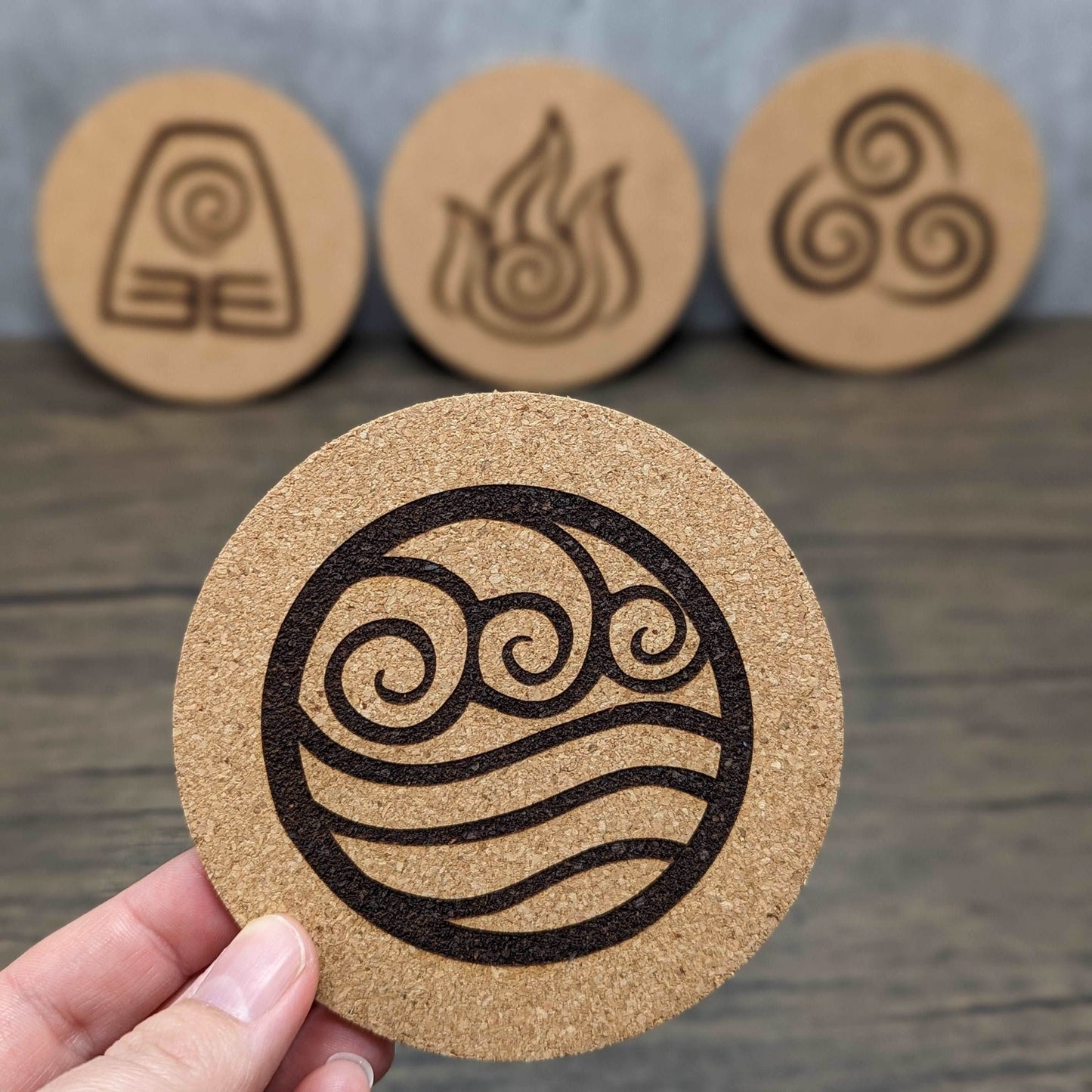 Avatar Nations Cork Coasters (set of 4) | Nerdy Coasters - Hexwood Forge