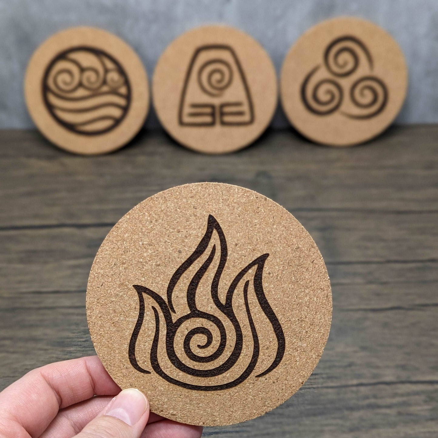 Avatar Nations Cork Coasters (set of 4) | Nerdy Coasters - Hexwood Forge