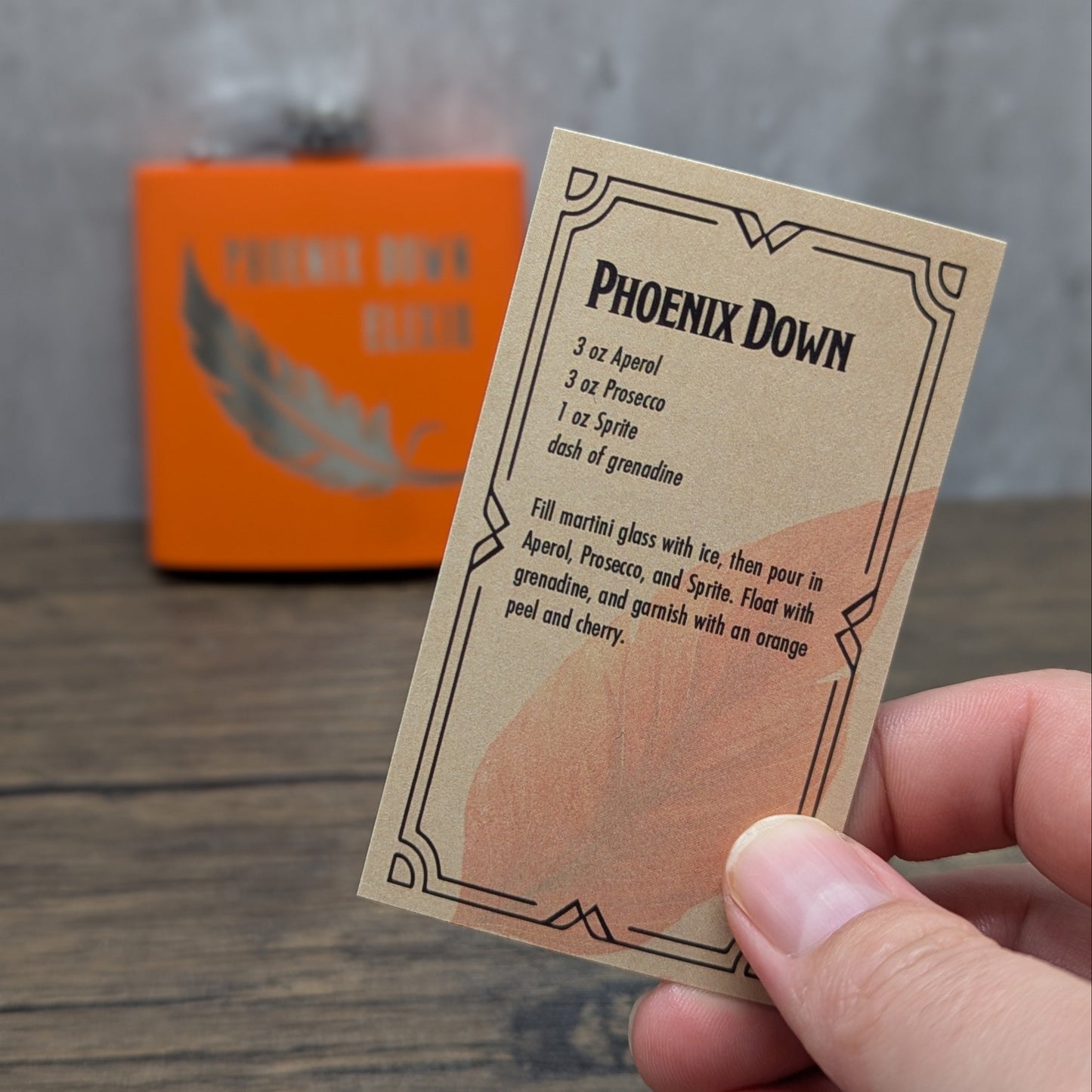 Phoenix Down leatherette 6oz flask by Hexwood Forge