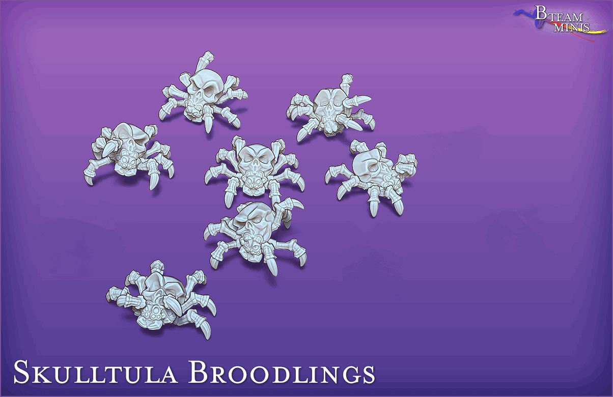 Skulltula Broodmother and Broodlings (set of 5) - Legend of Zelda | Zelda Tabletop Miniature - Hexwood Forge