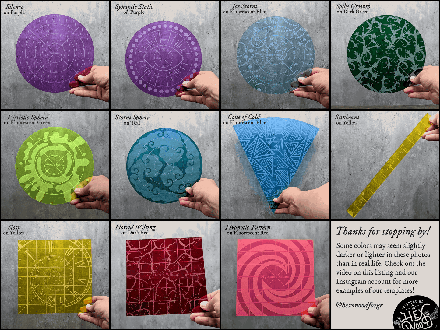 Area of Effect Spell Templates | Dungeons & Dragons - Hexwood Forge