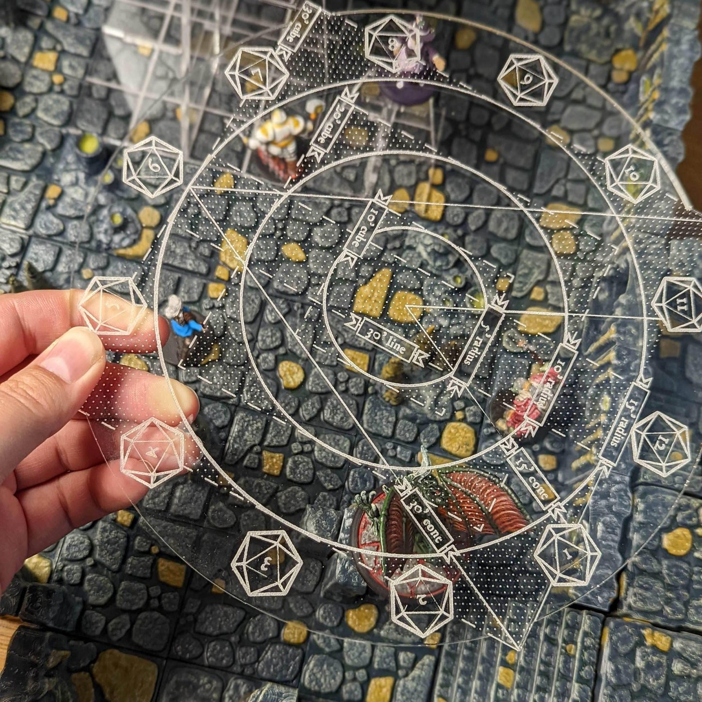 Area of Effect Universal Spell Template | Tabletop RPG Accessories - Hexwood Forge