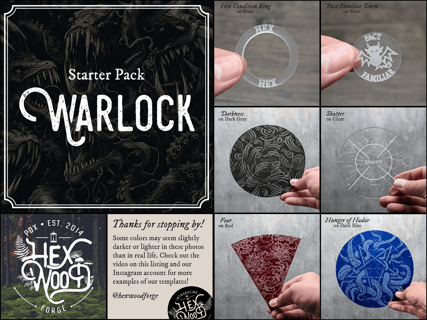 Warlock Spell Template Starter Pack | Dungeons & Dragons Accessories - Hexwood Forge