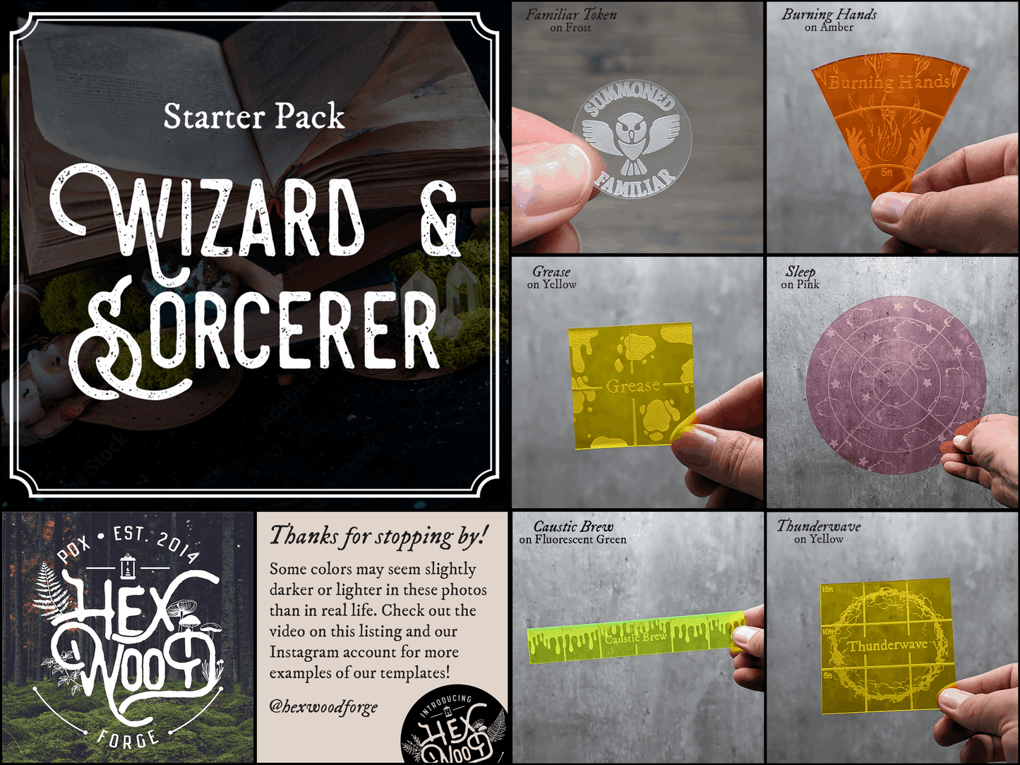 Wizard/Sorcerer Spell Template Starter Pack | Dungeons & Dragons Accessories - Hexwood Forge