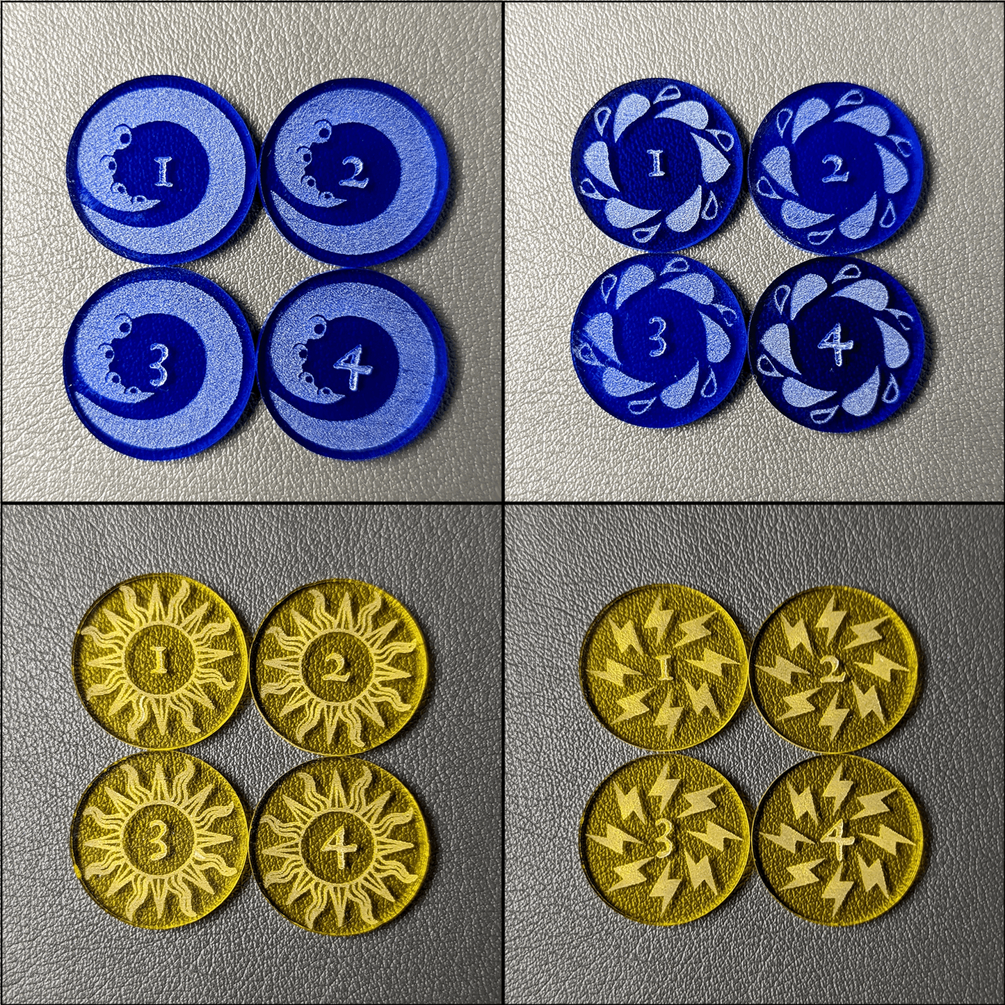 Tentacles and Water and Sun and Electricity Battle Tokens / Combat Markers (72 piece set) | Tabletop RPG Accessories