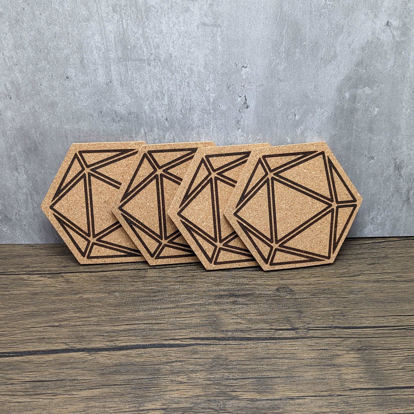 D20 Cork Coasters (set of 4) by Hexwood Forge