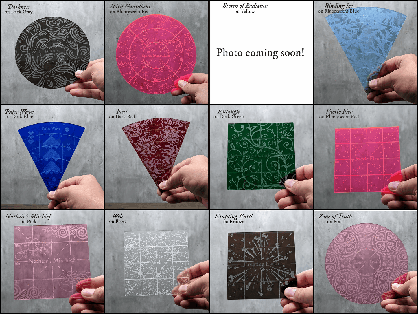 Photo Collage 4 Area of Effect Spell Templates | Dungeons & Dragons
