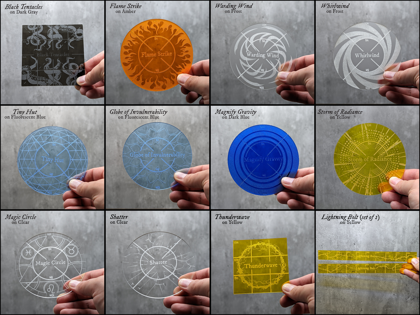 Area of Effect Spell Templates | Dungeons & Dragons - Hexwood Forge