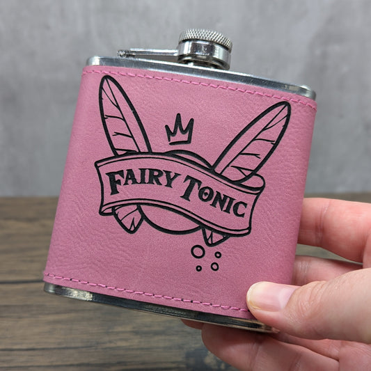 Fairy Tonic leatherette 6oz flask by Hexwood Forge
