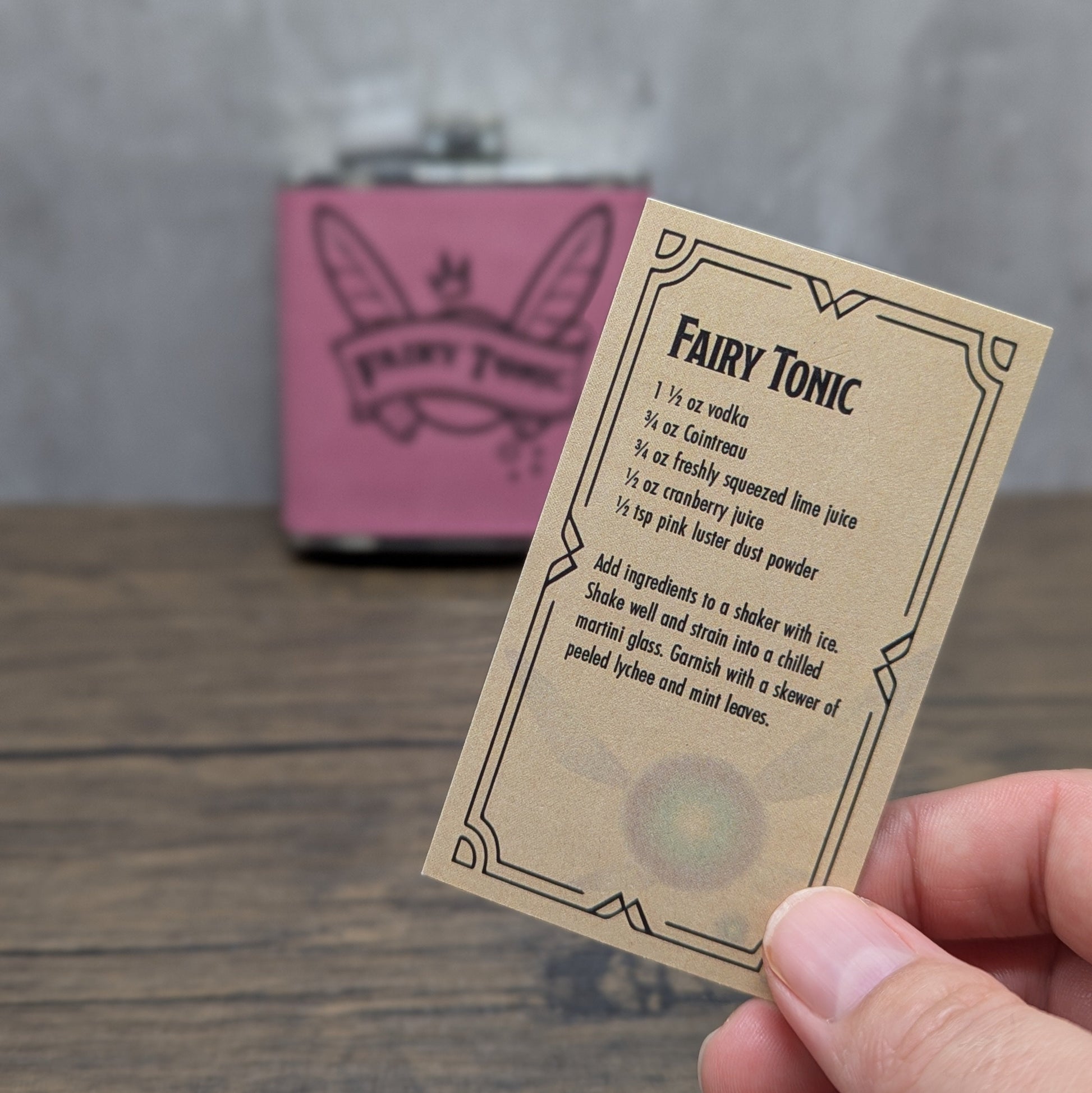 Fairy Tonic  leatherette 6oz flask by Hexwood Forge