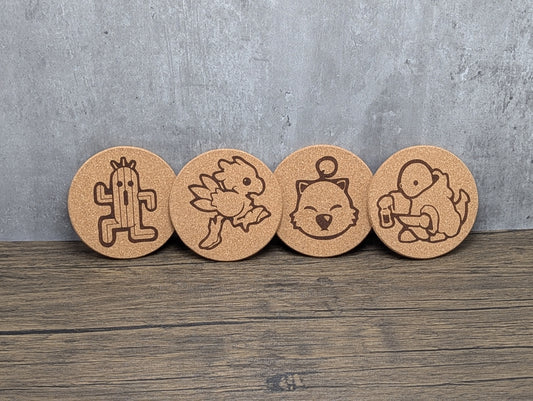 Final Fantasy cork coaster set of four by Hexwood Forge