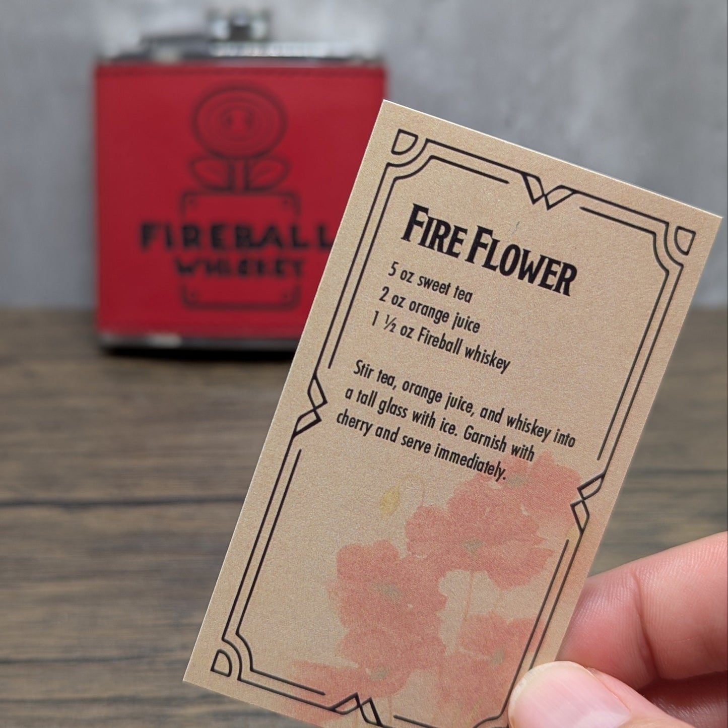 Fireball Whiskey leatherette 6oz flask by Hexwood Forge