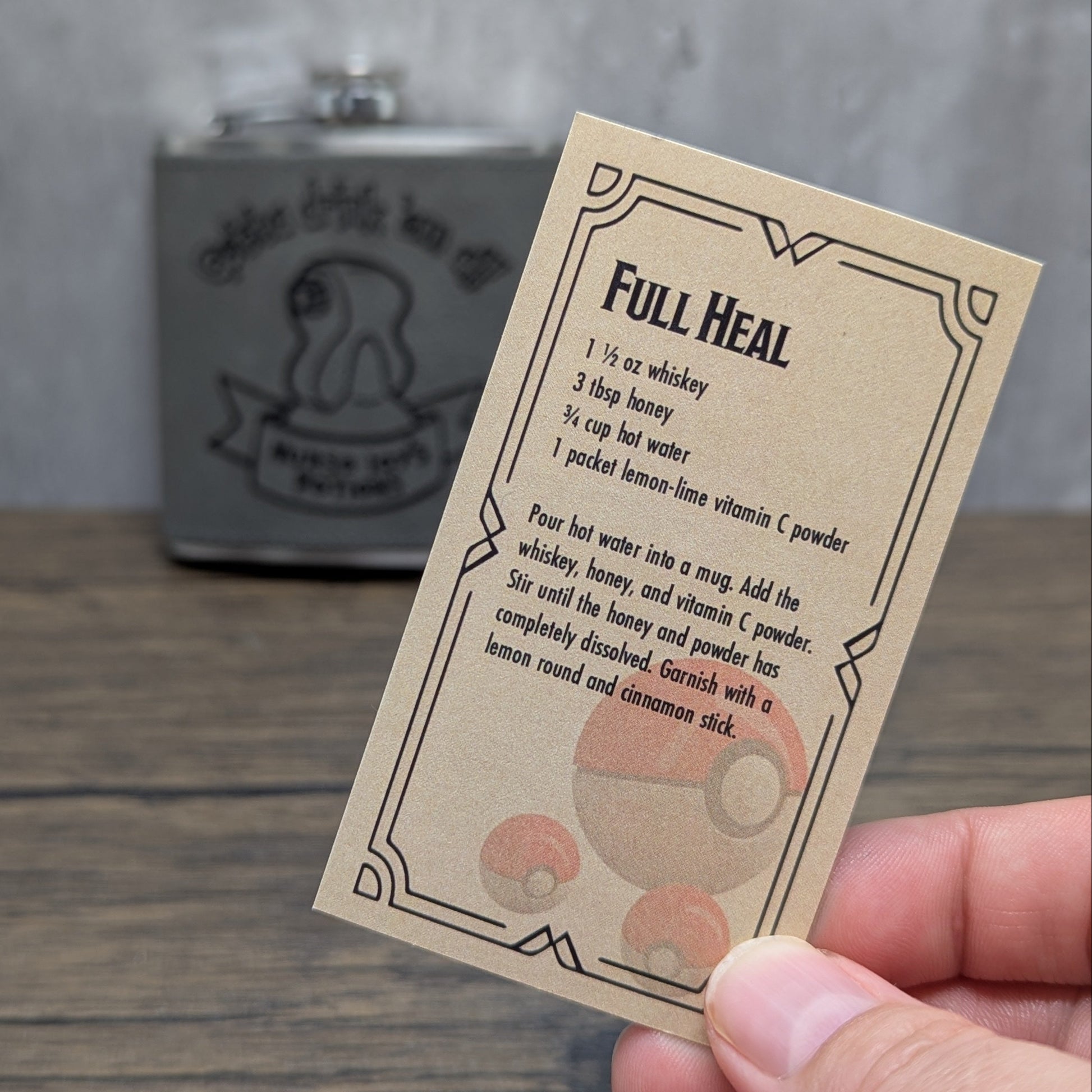 Nurse Joy's Potions leatherette 6oz flask by Hexwood Forge