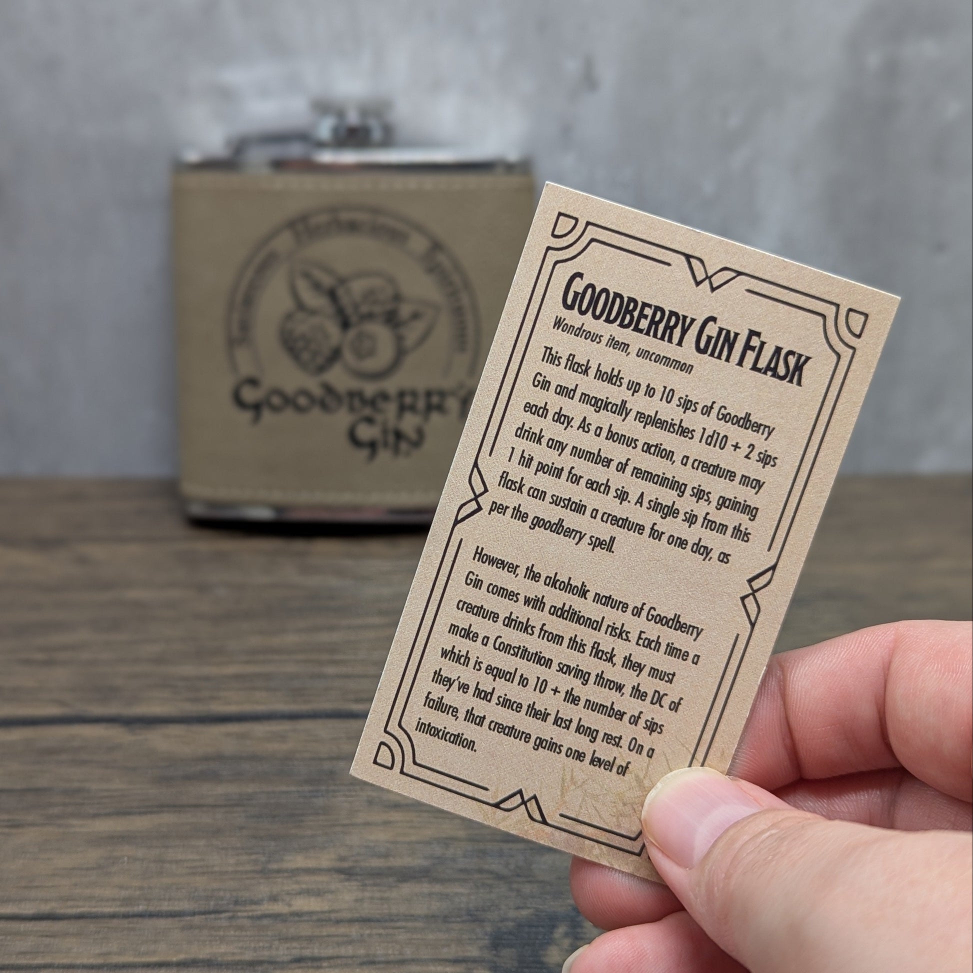 Goodberry Gin leatherette 6oz flask by Hexwood Forge