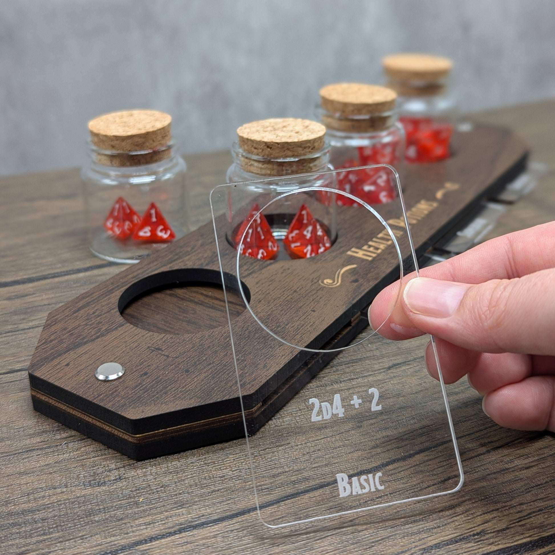 Health Potion Set | Dungeons & Dragons - Removable slide to show potion stats.