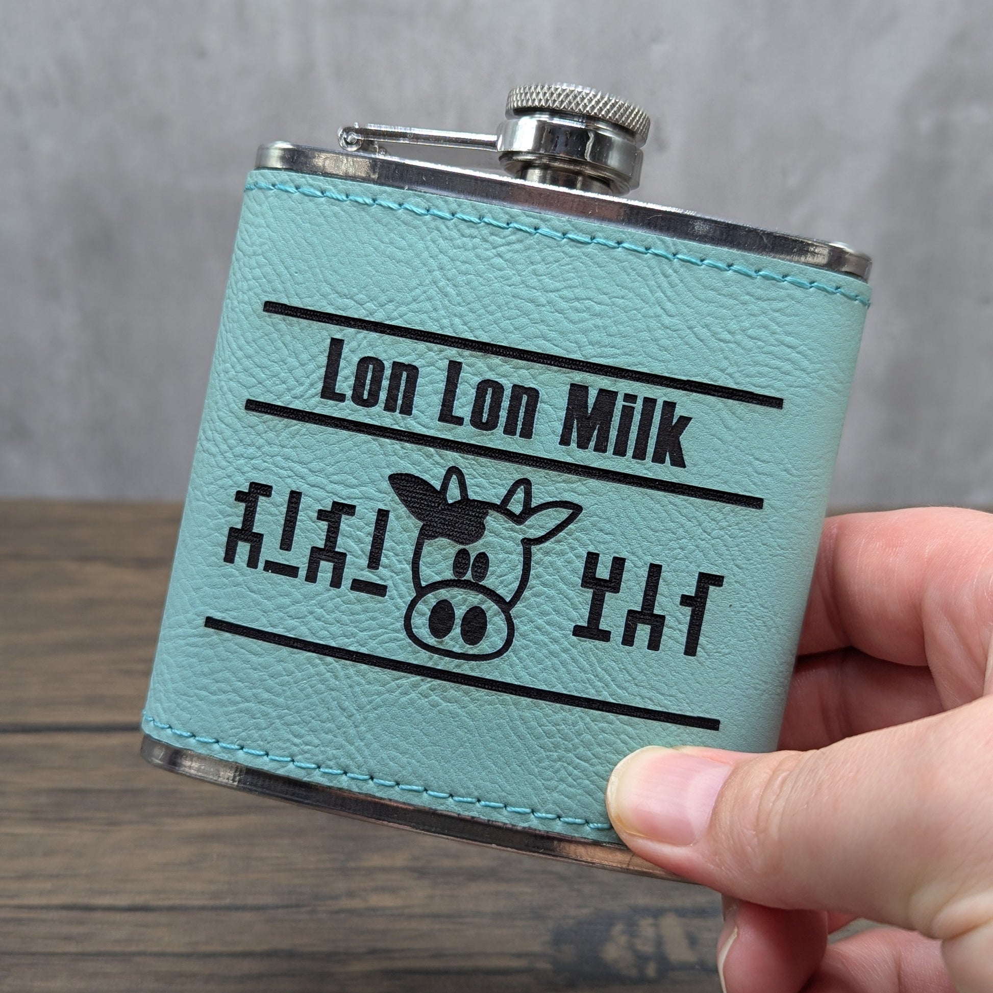 Lon Lon Milk leatherette 6oz flask by Hexwood Forge