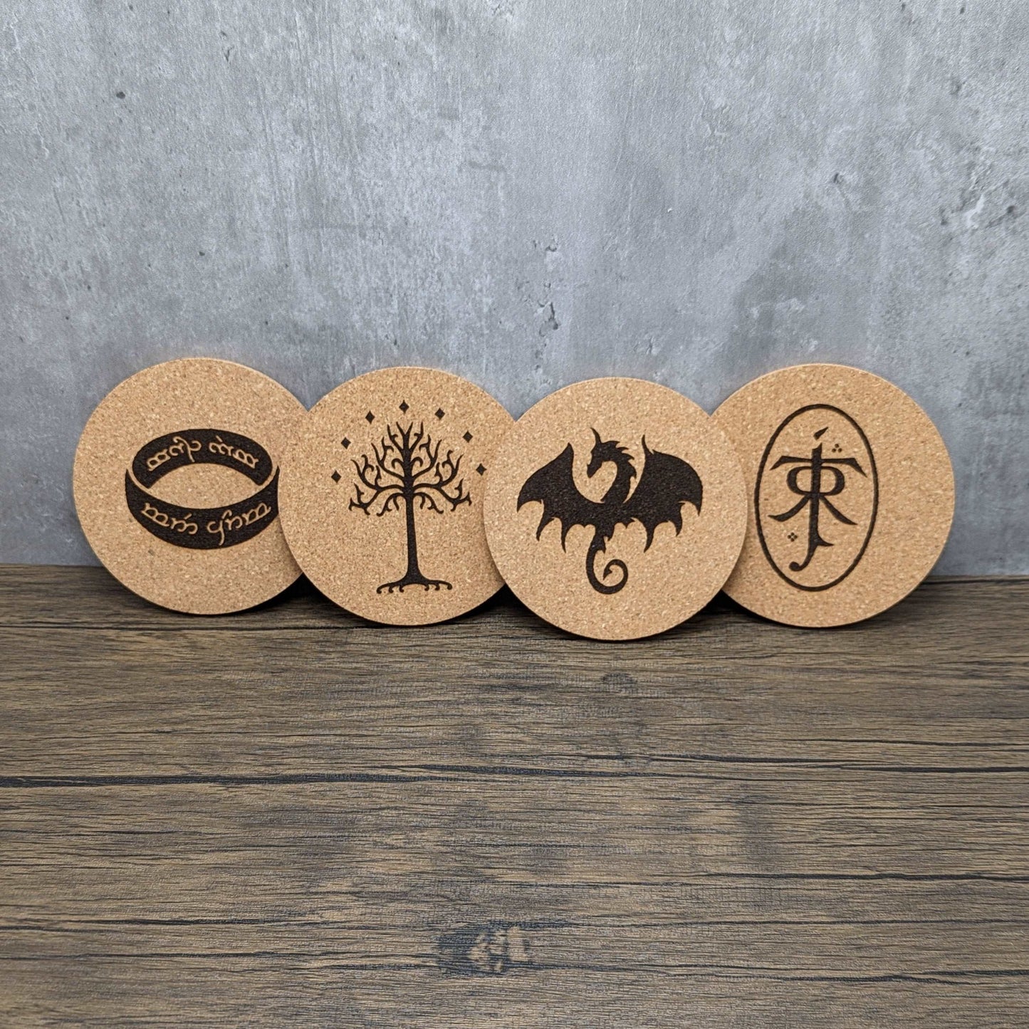 Lord of the Rings Cork Coasters (set of 4) - Hexwood Forge