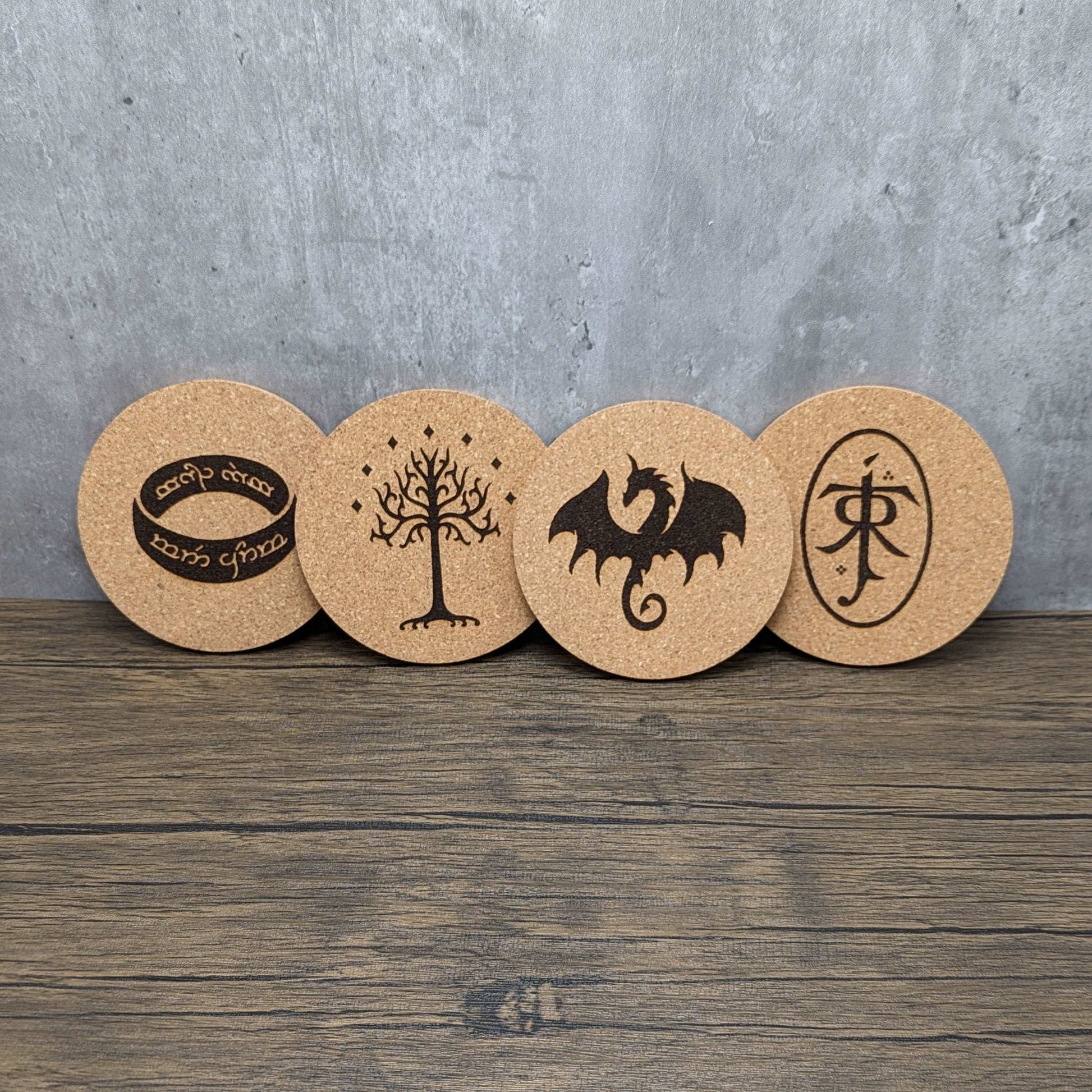 Lord of the Rings Cork Coasters (set of 4) - Hexwood Forge