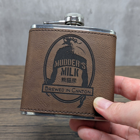 Mudder's Milk leatherette 6oz flask by Hexwood Forge