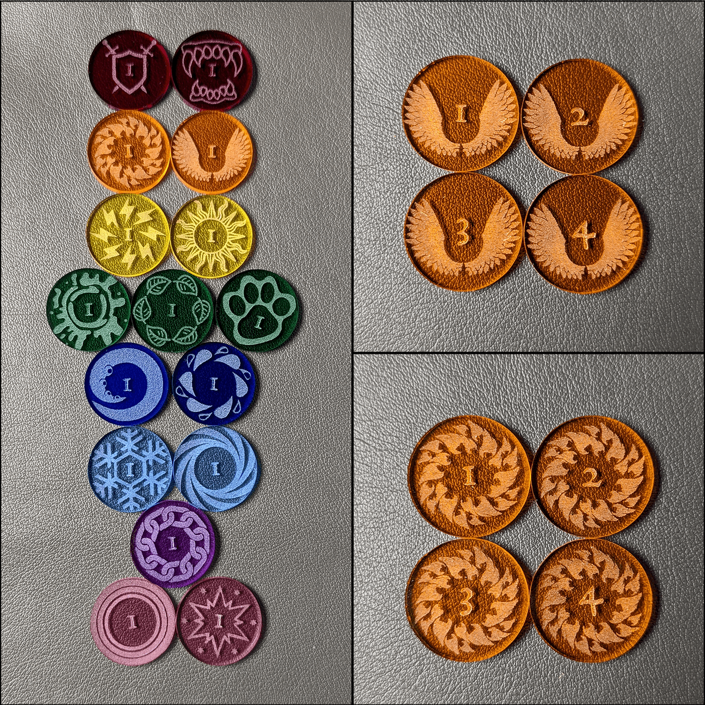 Wings and Fire Battle Tokens / Combat Markers (72 piece set) | Tabletop RPG Accessories