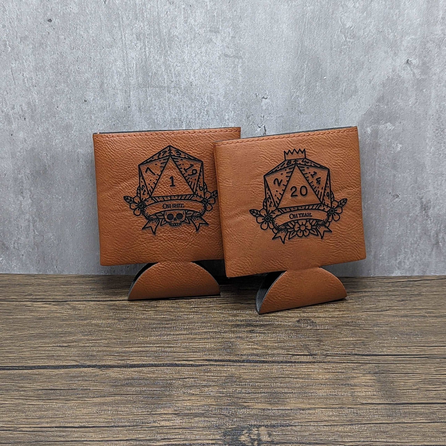 D20 Cozie | 2-sided Tabletop Gaming Faux Leather Can Cooler