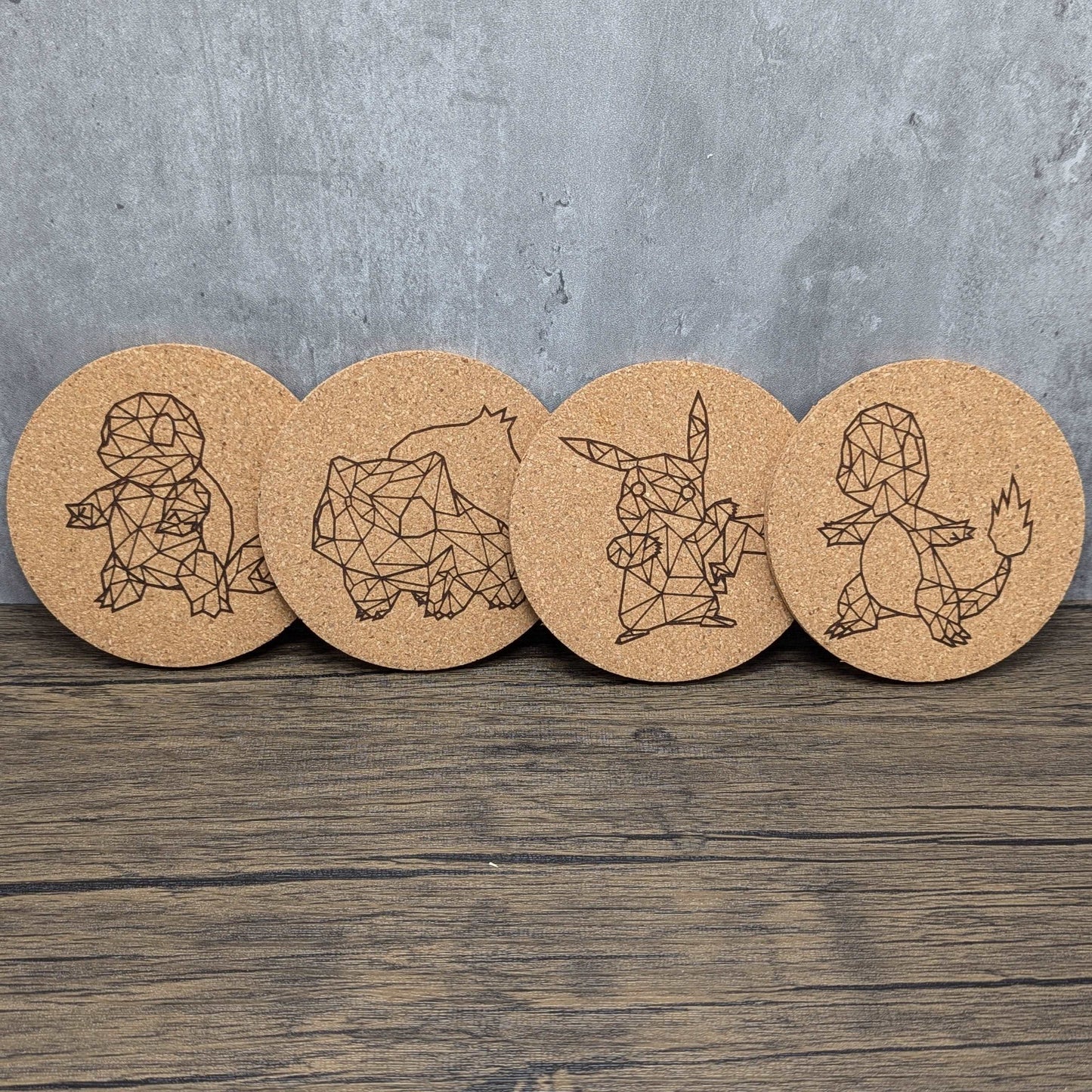 Geometric Pokémon Cork Coasters (set of 4) | Nerdy Coasters