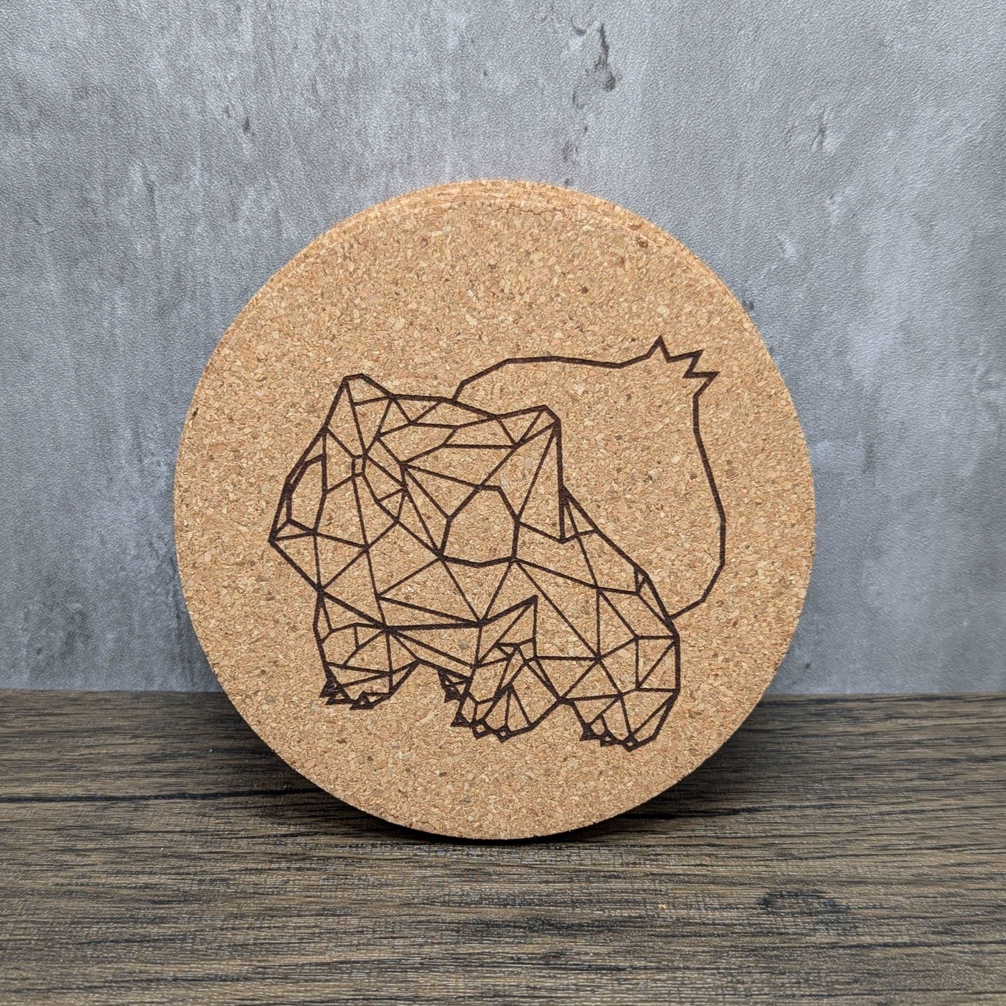 Bulbasaur Geometric Pokémon Cork Coasters (set of 4) | Nerdy Coasters