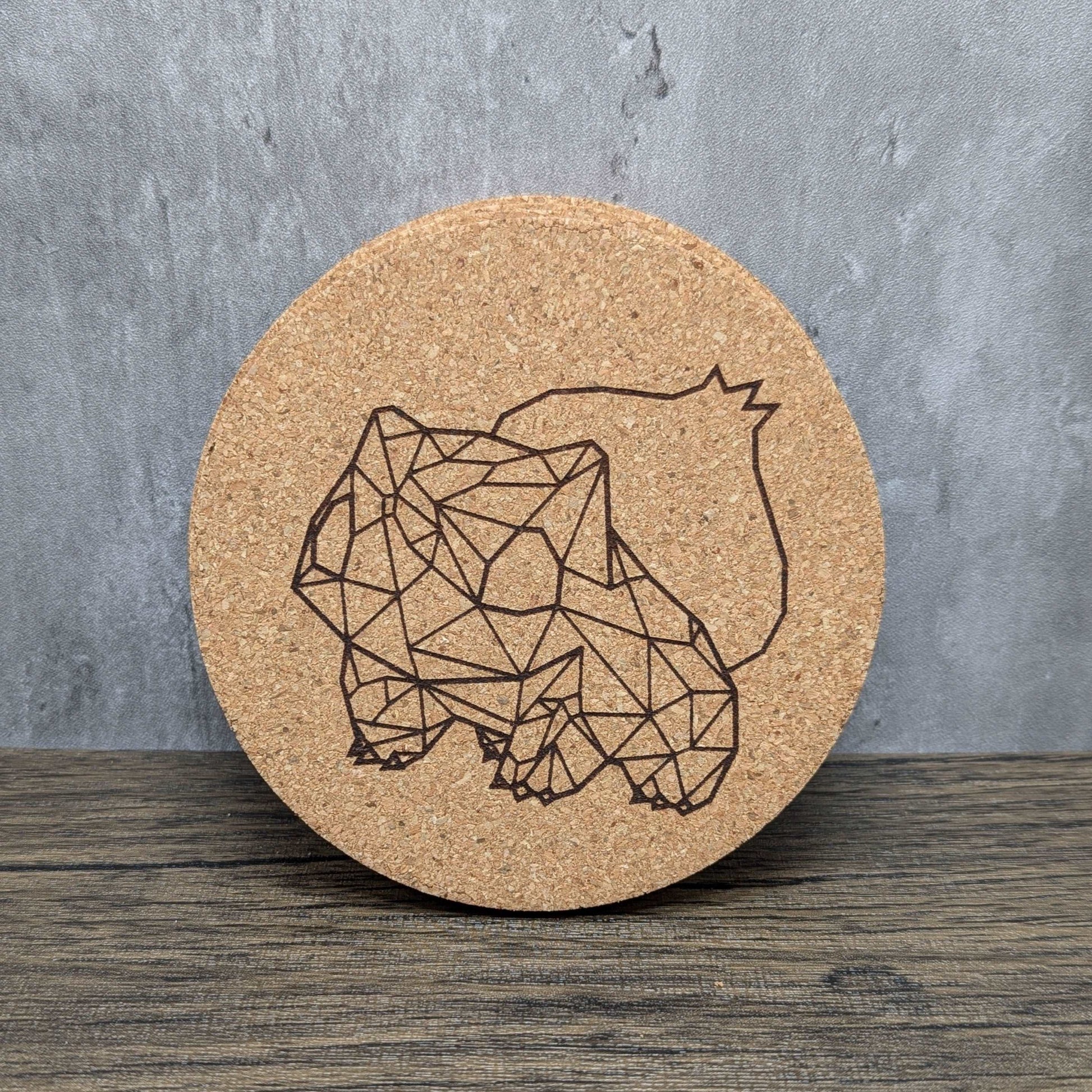 Bulbasaur Geometric Pokémon Cork Coasters (set of 4) | Nerdy Coasters