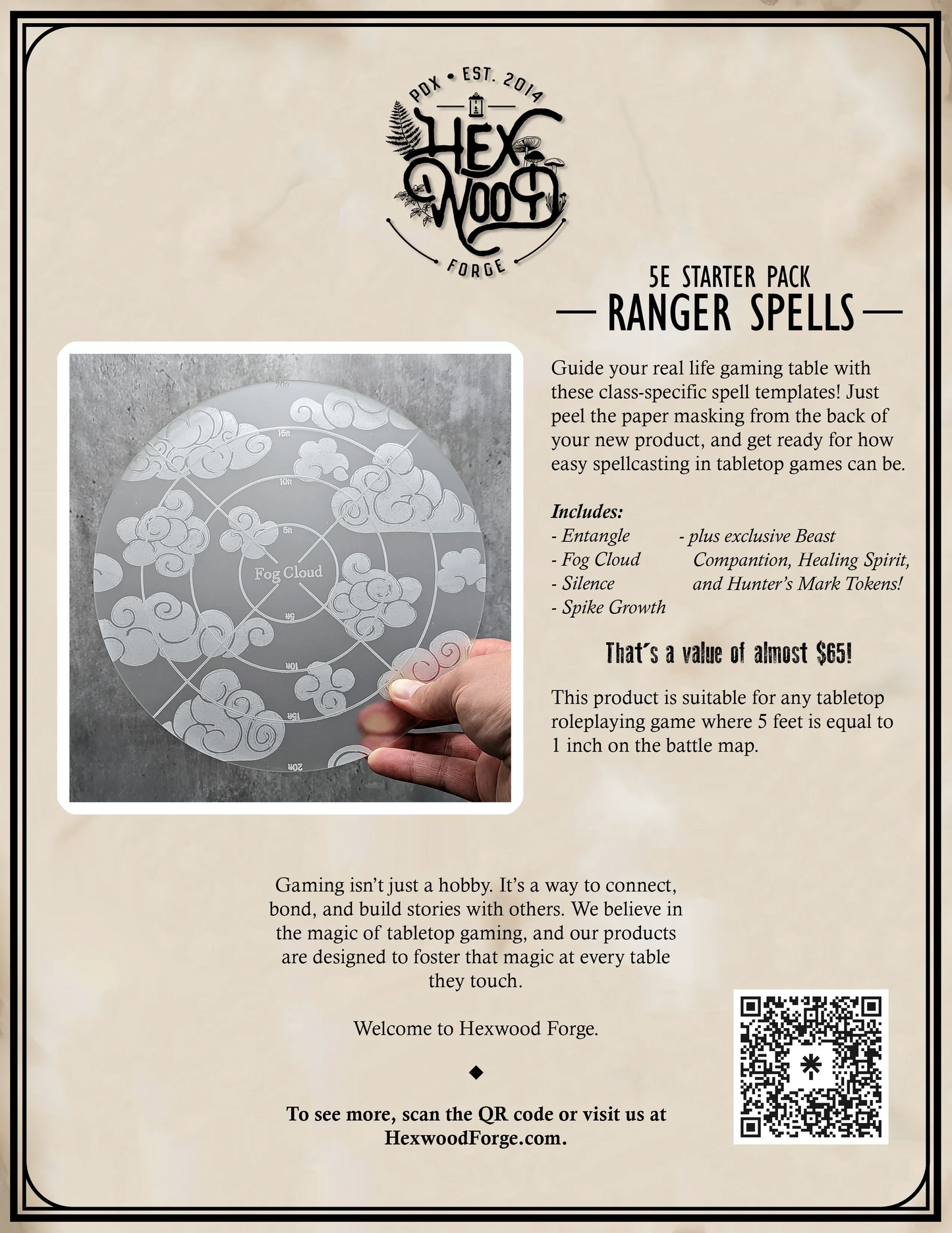 Ranger Spell Template Class Pack Product Photo by Hexwood Forge
