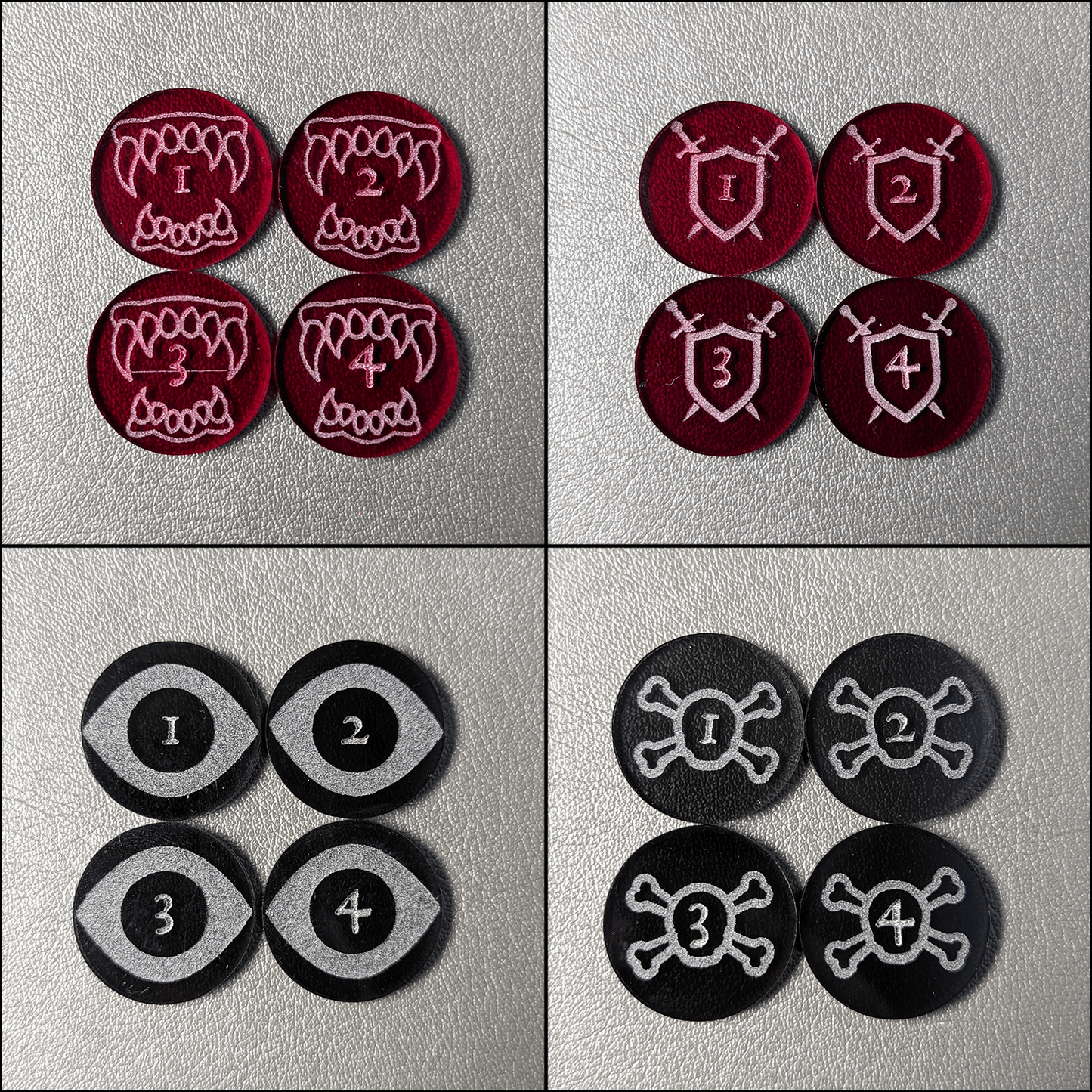 Weapons and Fangs and Eyes and Skulls Battle Tokens / Combat Markers (72 piece set) | Tabletop RPG Accessories