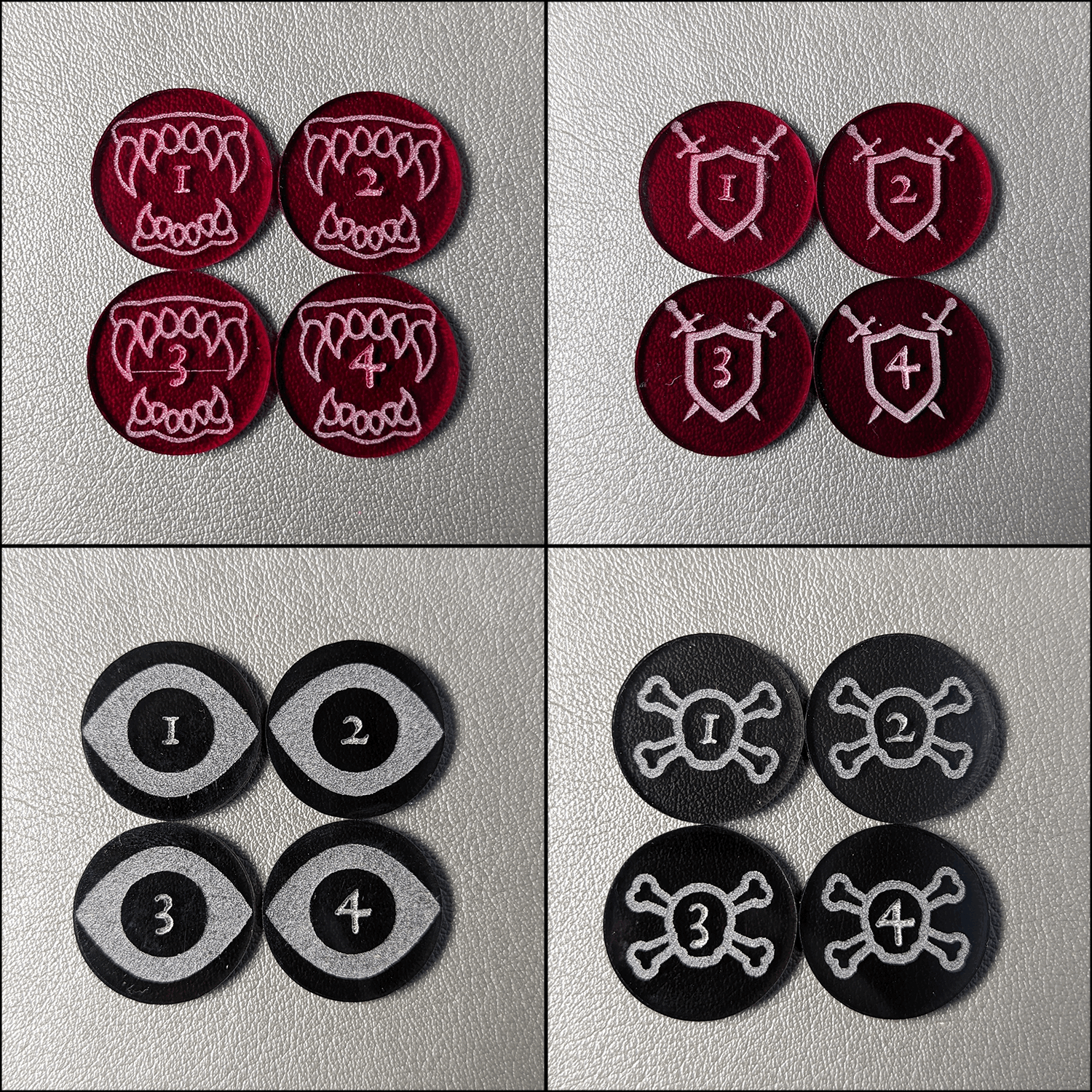 Weapons and Fangs and Eyes and Skulls Battle Tokens / Combat Markers (72 piece set) | Tabletop RPG Accessories