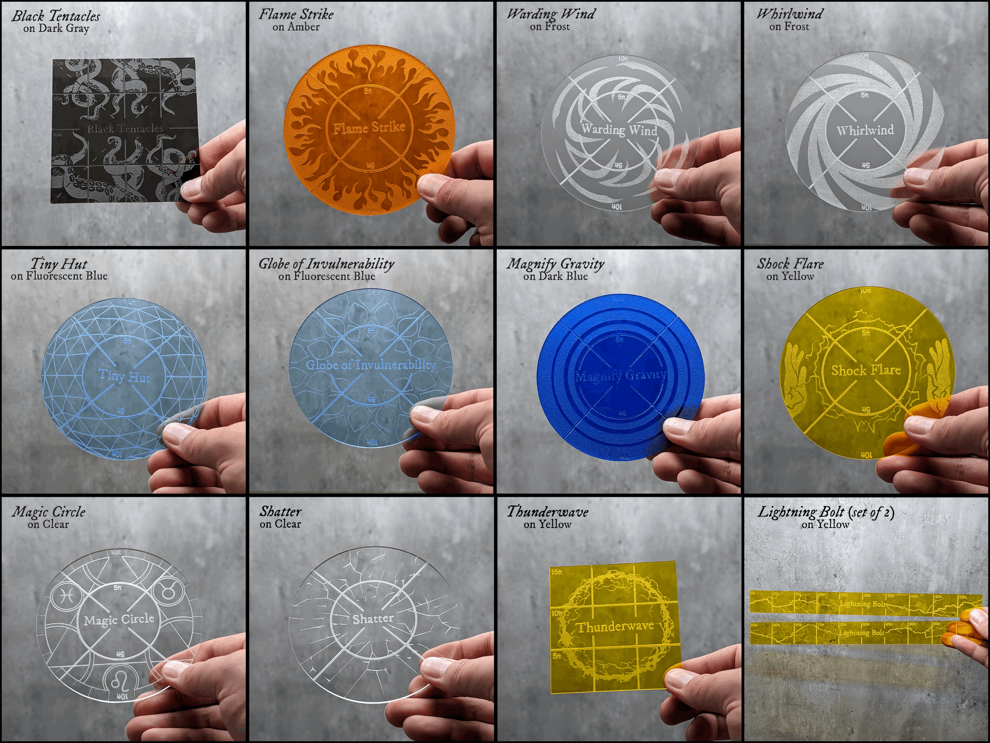 Photo Collage 5 Area of Effect Spell Templates | Dungeons & Dragons