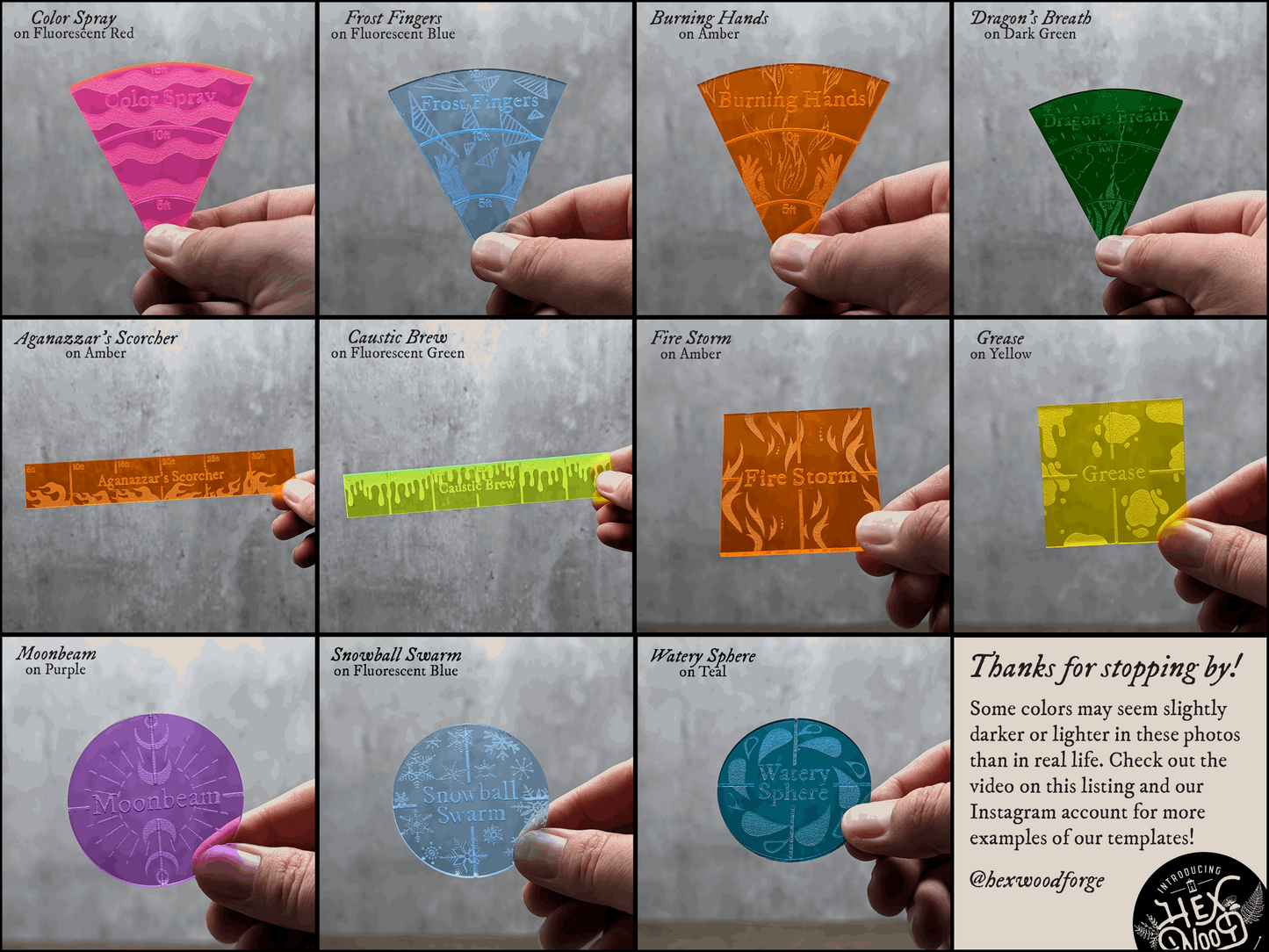 Photo Collage 1 Area of Effect Spell Templates | Dungeons & Dragons 5e