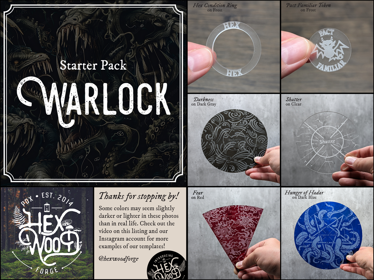 Warlock Spell Template Starter Pack - Hexwood Forge