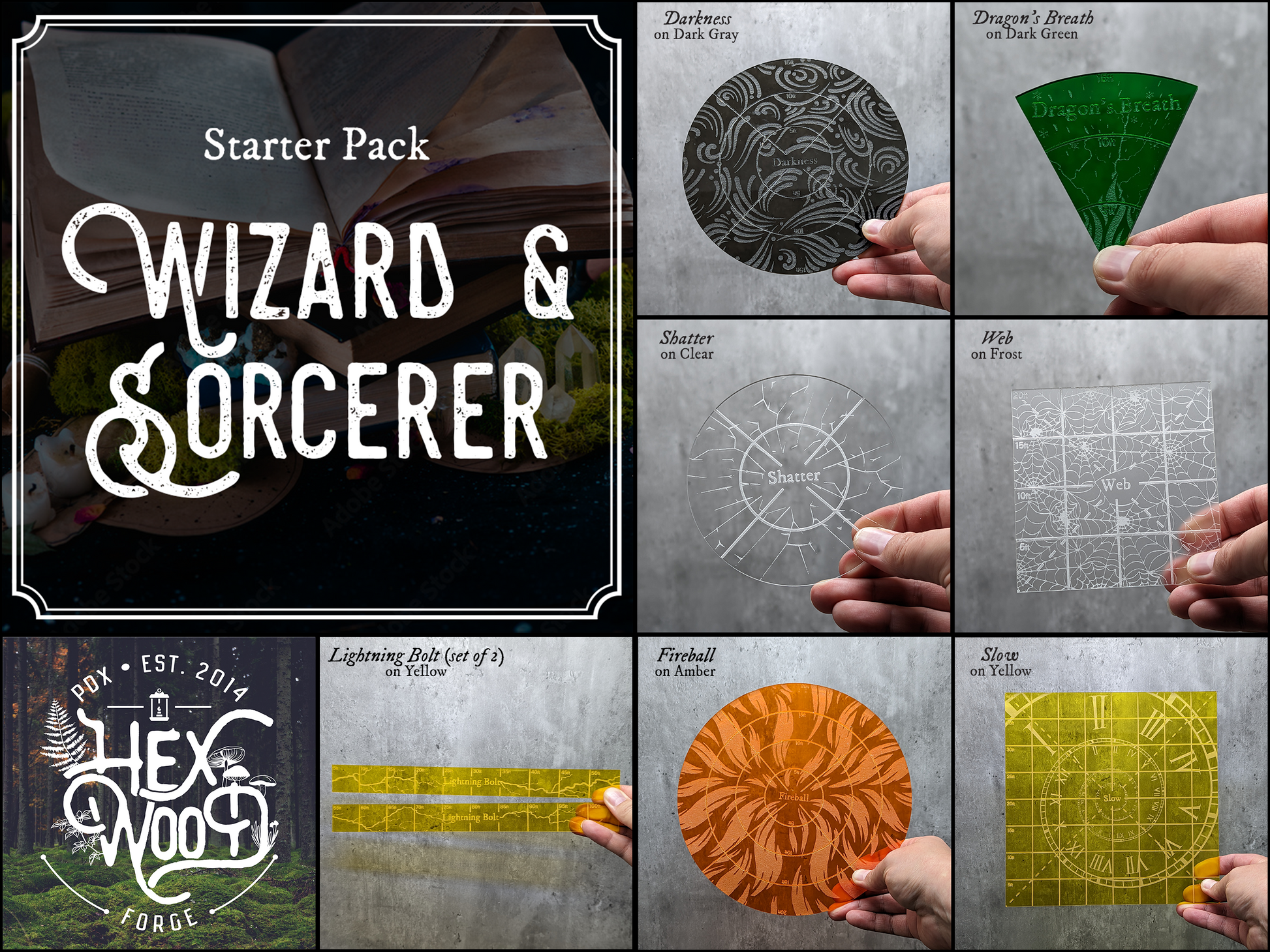 Wizard/Sorcerer Spell Template Starter Pack - Hexwood Forge