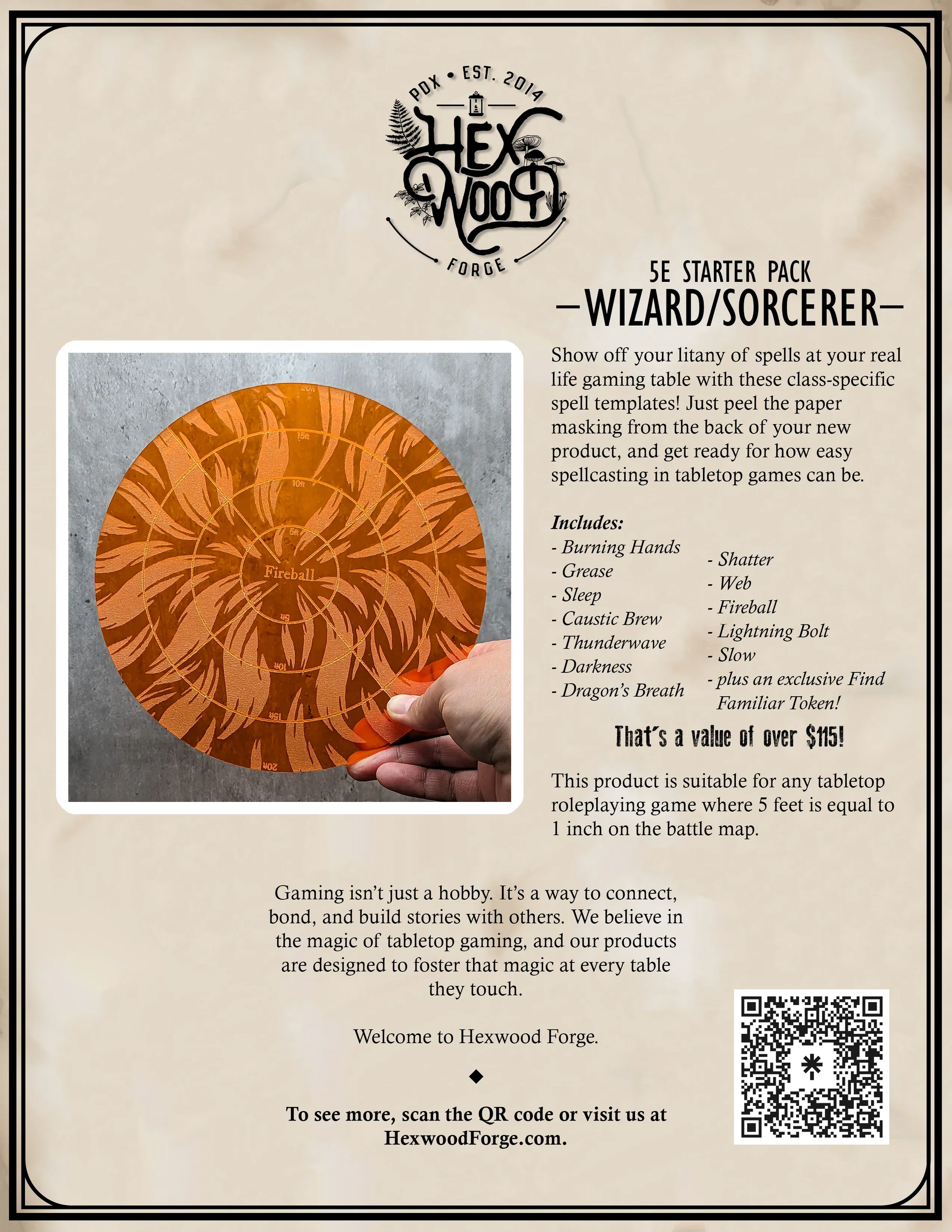 Wizard and Sorcerer Spell Template Class Pack Product Photo by Hexwood Forge