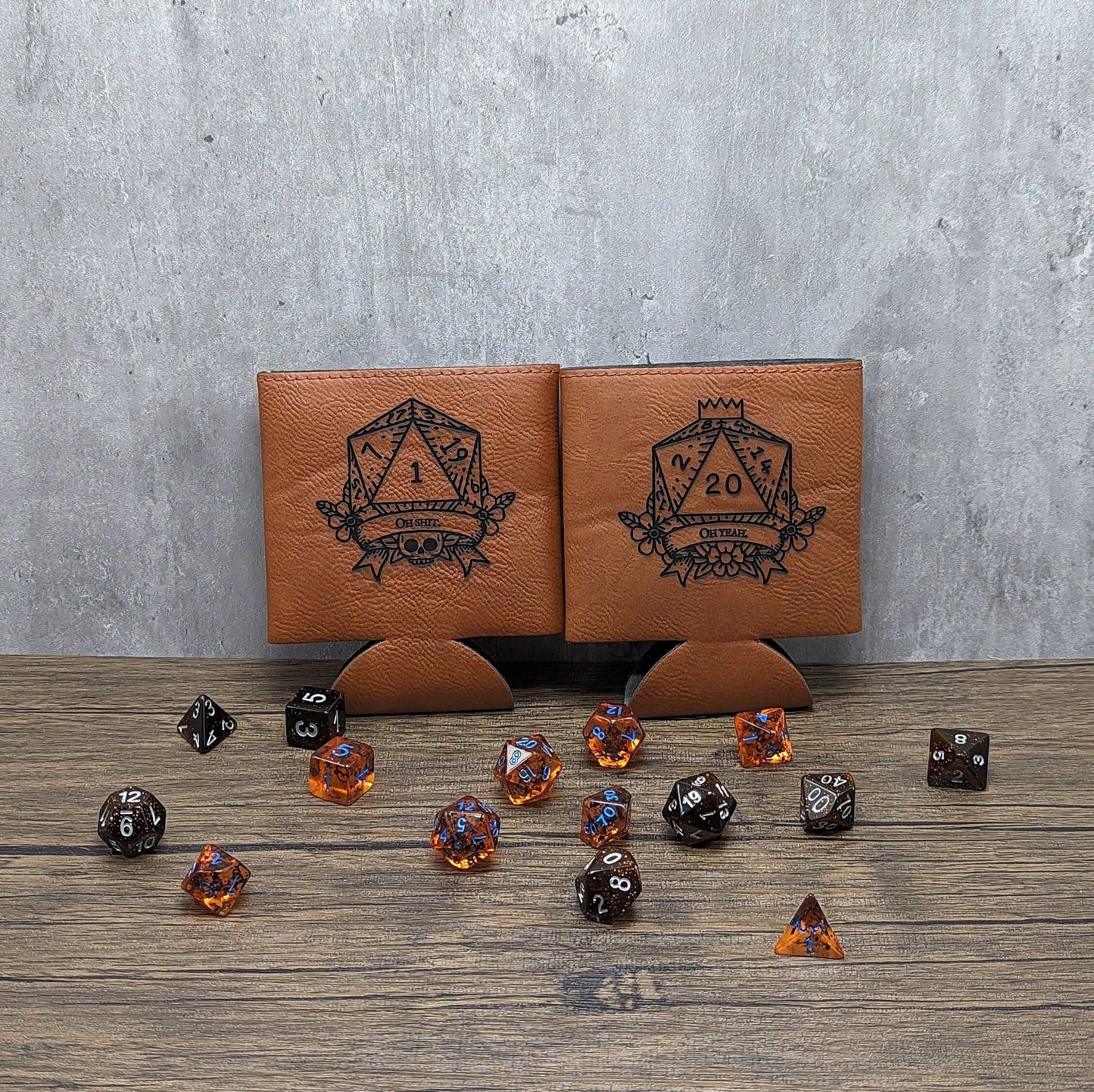 D20 Cozie | 2-sided Tabletop Gaming Faux Leather Can Cooler