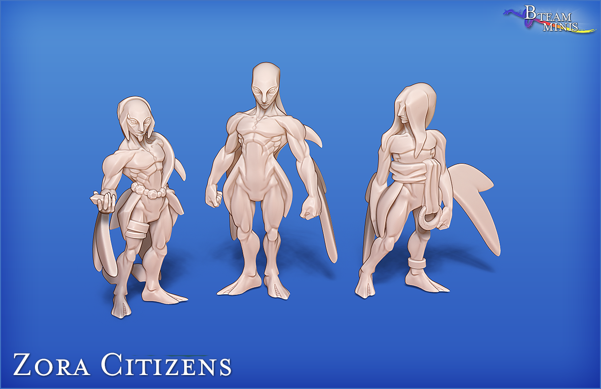 Zora citizens, Zora (multiple sets) - Legend of Zelda | RPG Zelda Tabletop Miniature